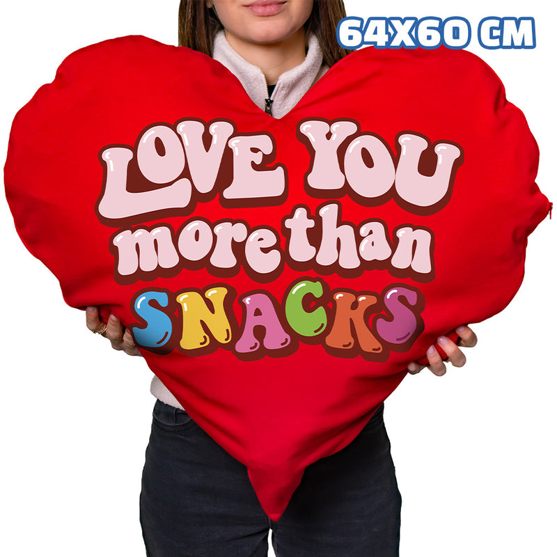 Valentine’s Heart XXL, cojín en forma de corazón con 80 snack dulces y salados sorpresa 