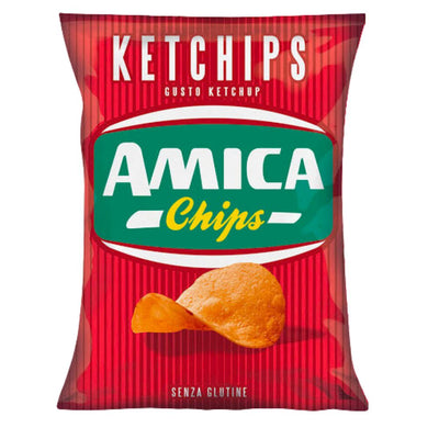 Confezione da 50g di patatine la gusto di ketchup Amica Chips Ketchips