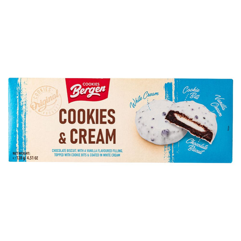 Confezione da 128g di biscotti al cookies and cream Bergen