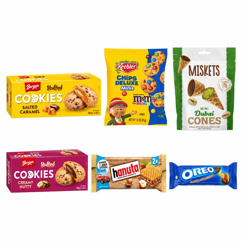 Biscotti e Wafer Kit, 6 biscotti e wafer al gusto salted caramel, M&amp;M&