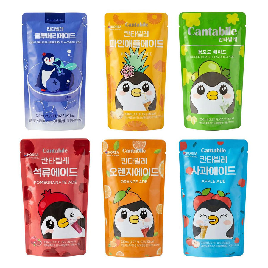 Kit Cantabile, 6 bebidas con sabor a arándano, piña, uva verde, granada, naranja y manzana