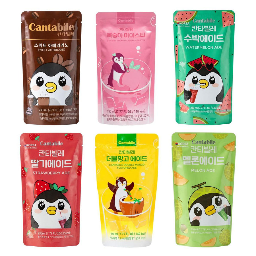 Cantabile Kit, 6 bebidas con sabor a café, melocotón, sandía, fresa, mango y melón
