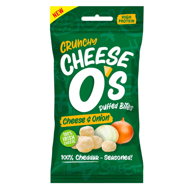 Confezione da 25g di formaggio cheddar tostato alla cipolla Crunchy Cheese O&