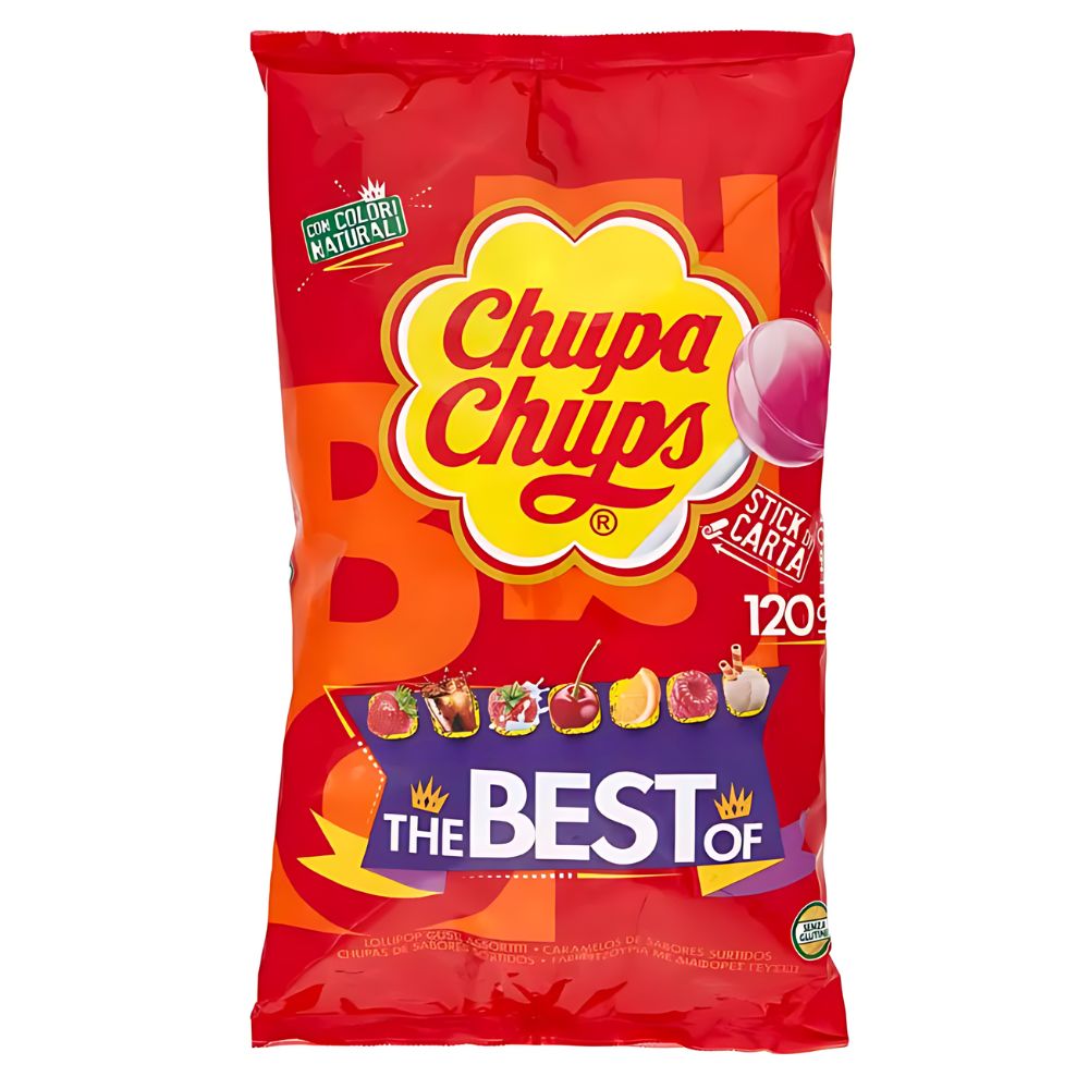 Chupa Chups The Best Of Sabores Variados, chupachups de varios sabores de 12g (Paquete de 120) 