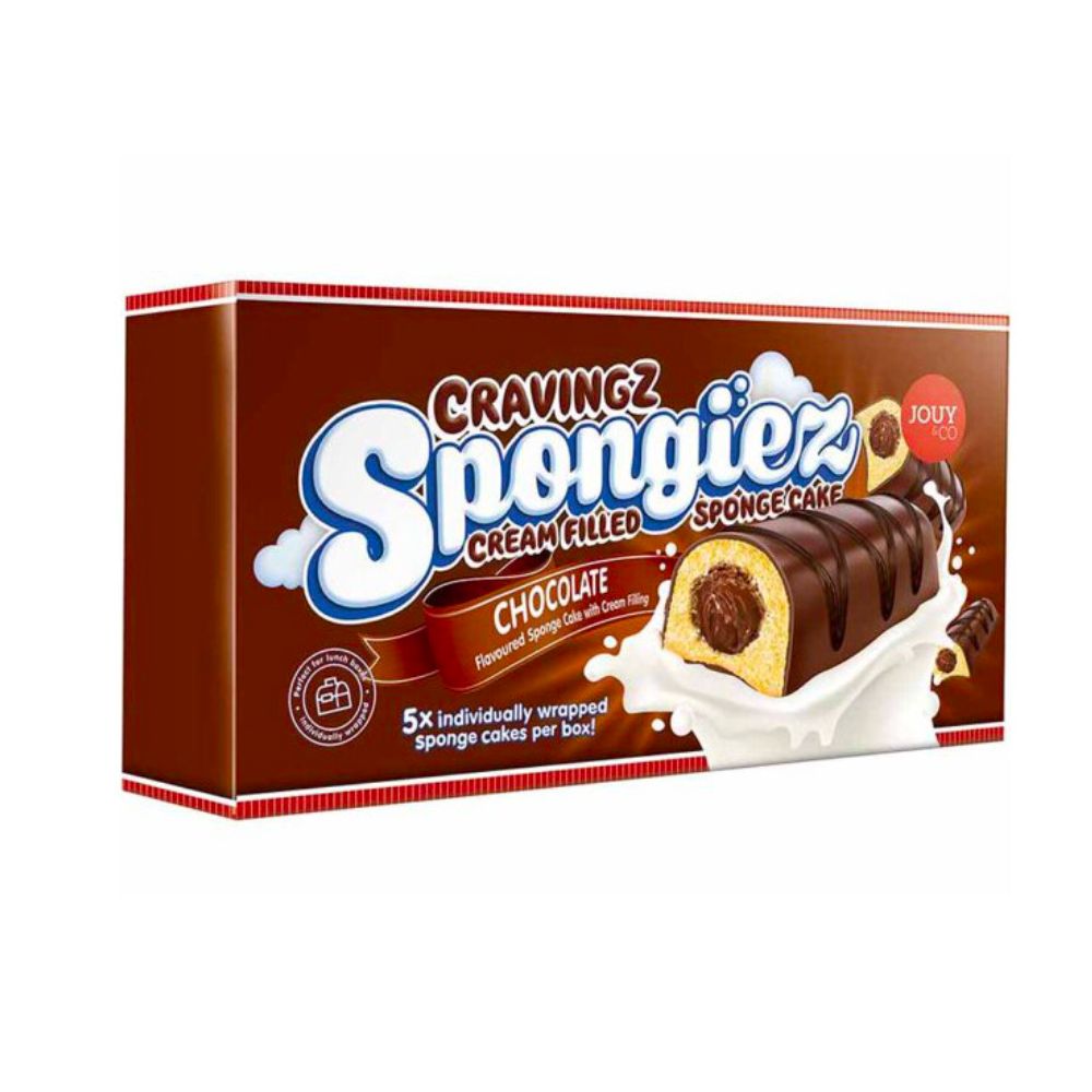 Cravingz Jouy&Co Spongiez Relleno Cremoso, 5 merendinas de bizcocho rellenas y cubiertas con crema de chocolate de 200g 