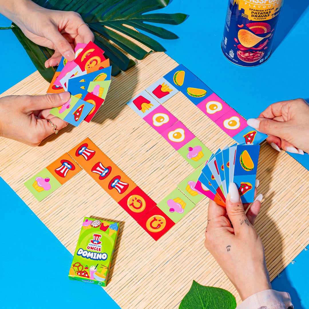 American Uncle Juego de dominó, conjunto de juego con 28 fichas 