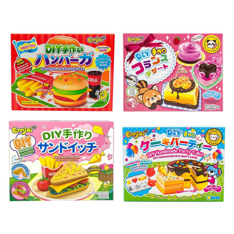 Ennjoi Kit, 4 caramelos de goma para hacer tú mismo: hamburguesa, dulces franceses, sándwich y tarta