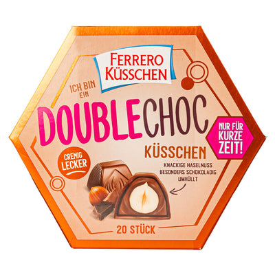 Confezione da 190g di cioccolatini con crema al cioccolato e nocciole Ferrero kusschen double chocolate