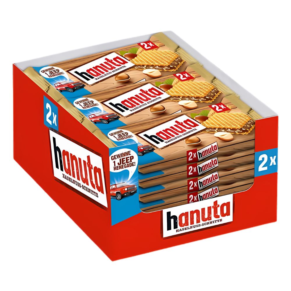 Ferrero Hanuta, oblea rellena de crema de avellanas de 44g (paquete de 18) 