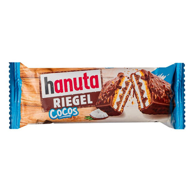 Confezione da 34g di barretta con cocco e cioccolato Hanuta Riegel