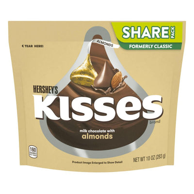 Confezione da 283g di cioccolatini con mandorle Hershey's Kisses Milk Chocolate with Almonds
