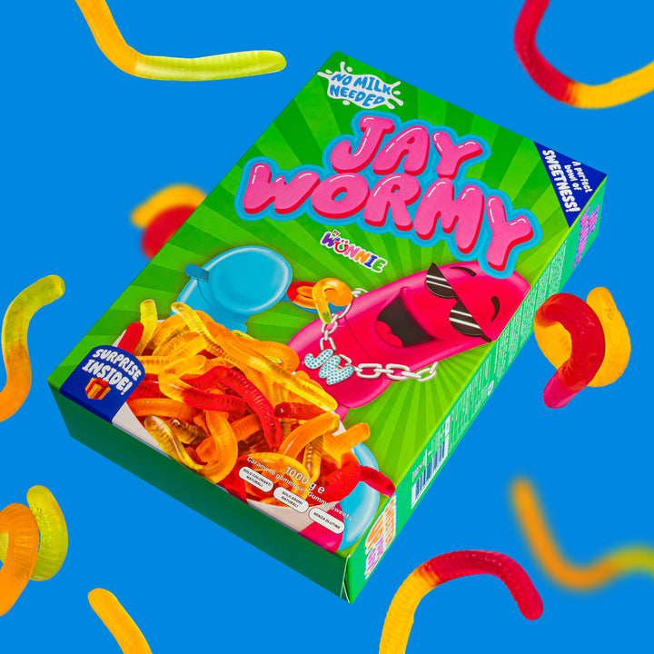 Wunnie Jay Wormy, caja de gusanos de goma de 1kg 