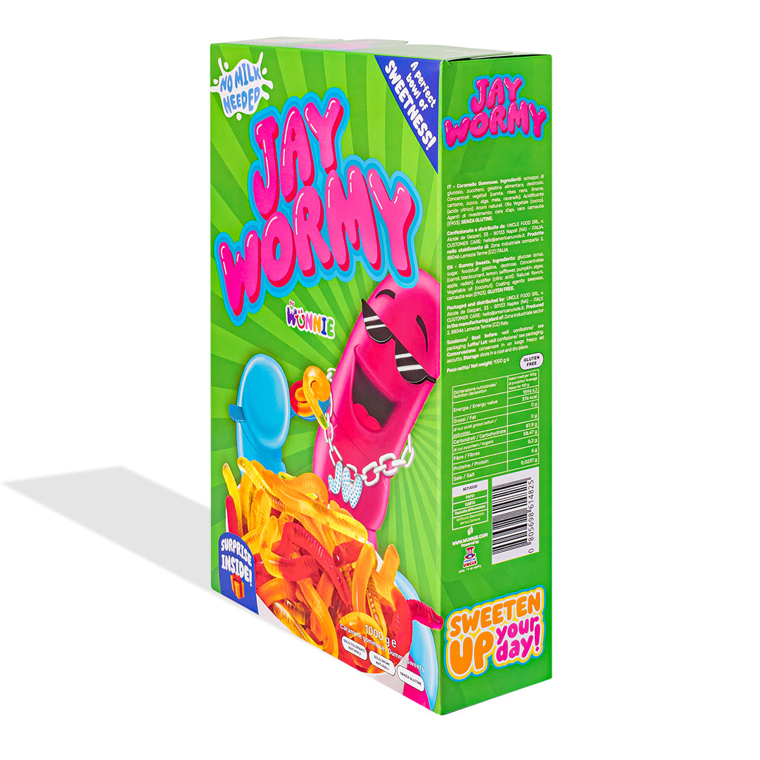 Wunnie Jay Wormy, caja de gusanos de goma de 1kg 