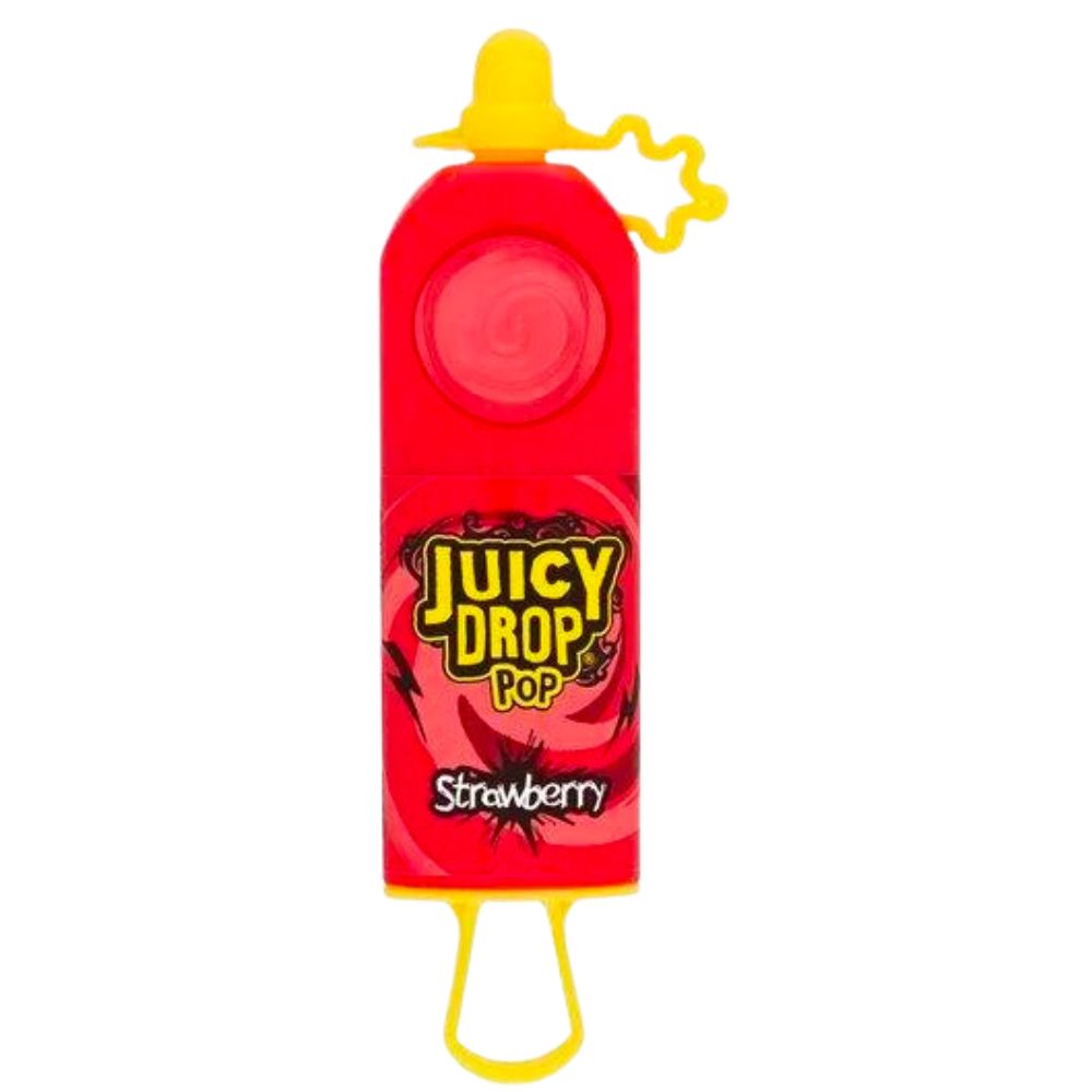 Juicy Drop Pop Strawberry, piruleta con caramelo líquido con sabor a fresa de 26g 