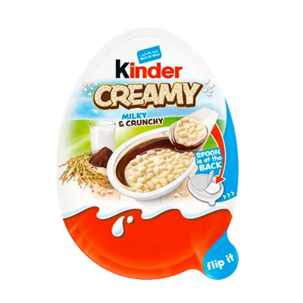Kinder Creamy Milky & Crunchy, chocolate kinder con crema de leche y arroz inflado de 19g 
