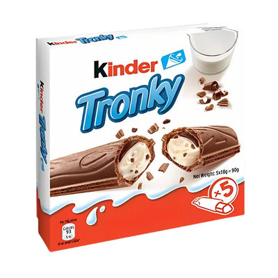 Confezione da 90g di wafer ripieni di crema al latte Kinder Tronky