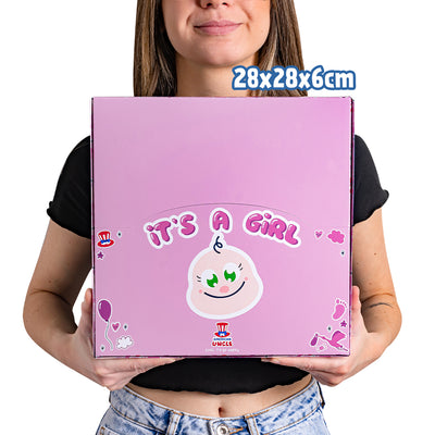Candy Cube Kit It's a girl, cajas de caramelos gomosos de 50g ideales para el baby shower o nacimiento (25, 50 o 75 pz)