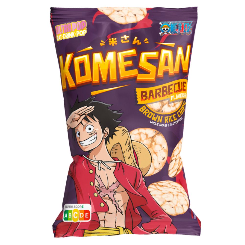 Ultra Pop Komesan Barbecue Luffy One Piece, chips de arroz con sabor a barbacoa de 60g 