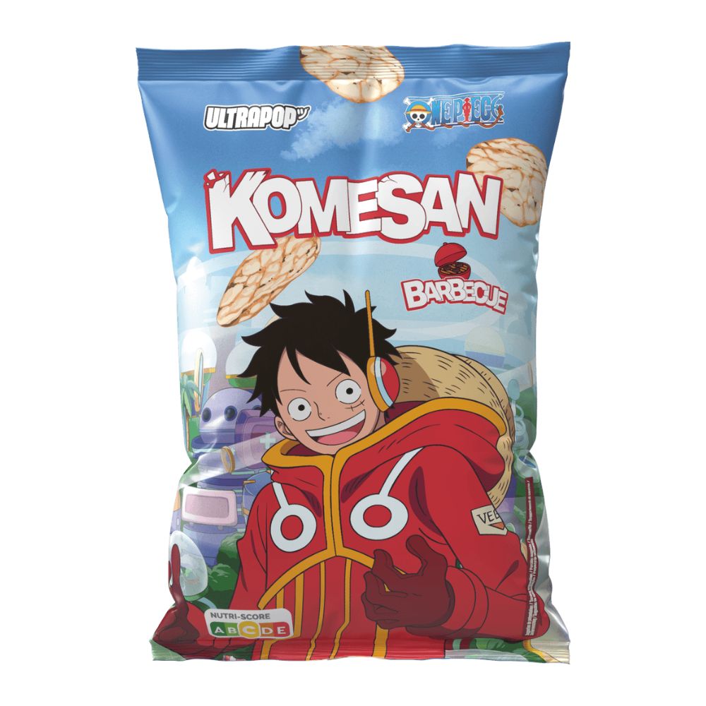 Ultra Pop Komesan Barbecue Luffy One Piece, chips de arroz con sabor a barbacoa de 60g 