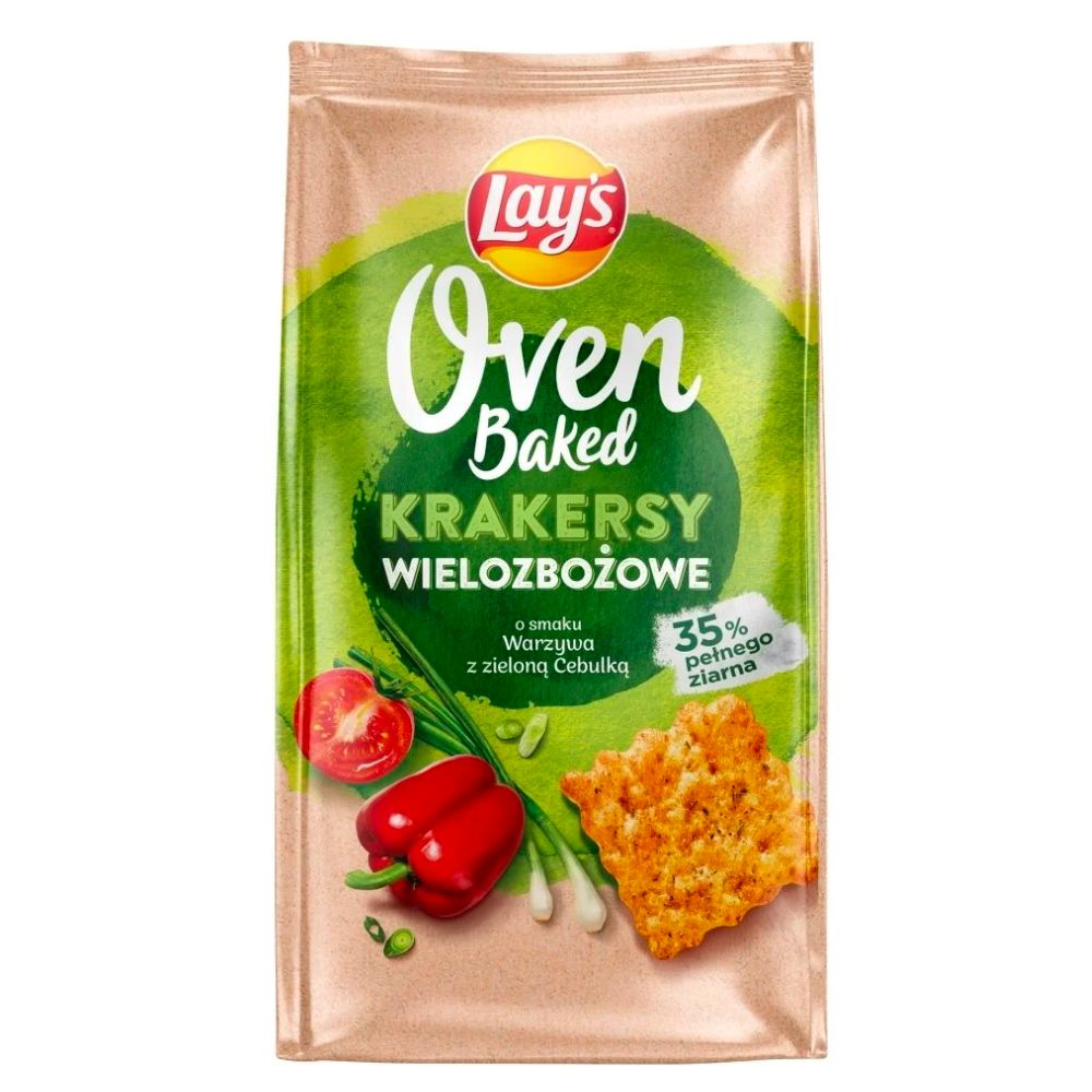 Lay's Oven Baked Crackers Veggies & Green Onion, galletas al gusto de verduras y cebolla de 80g 