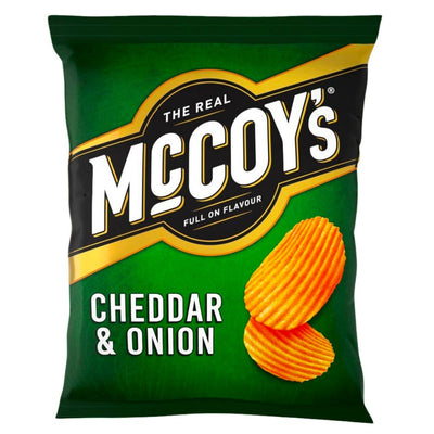 Confezione da 45g di patatine al cheddar e cipolla The Real Mccoy's