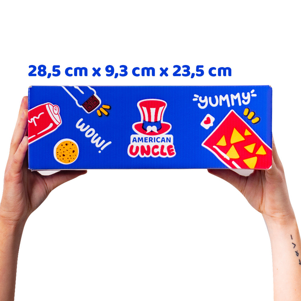 Snack box de al menos 20 productos internacionales: dulce, salado y bebidas 