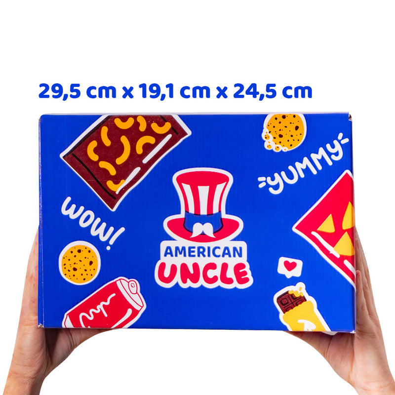 Snack box de al menos 40 productos internacionales: dulce, salado y bebidas 