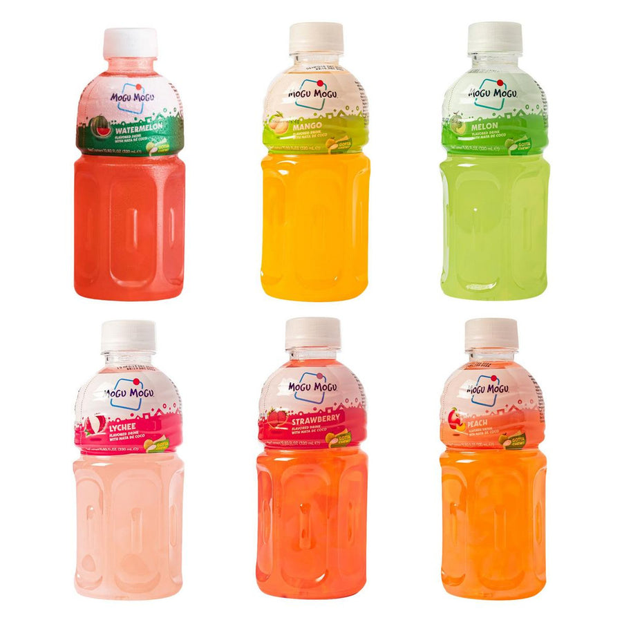 Mogu Mogu Kit, 6 bebidas con sabor a sandía, mango, melón, lichi, fresa y melocotón