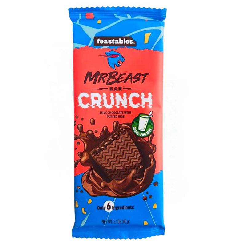 Confezione da 60g di barretta al cioccolato con riso soffiato Feastables MR BEAST Bar Crunch Mr Beast 