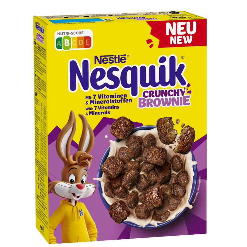 Confezione da 300g di cerali al cacao al gusto di brownie Nesquik Crunchy Brownie