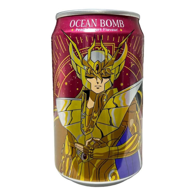 Confezione da 330ml di bevanda al gusto di yogur alla pesca Ocean Bomb Cavalieri dello Zodiaco Shaka della Vergine