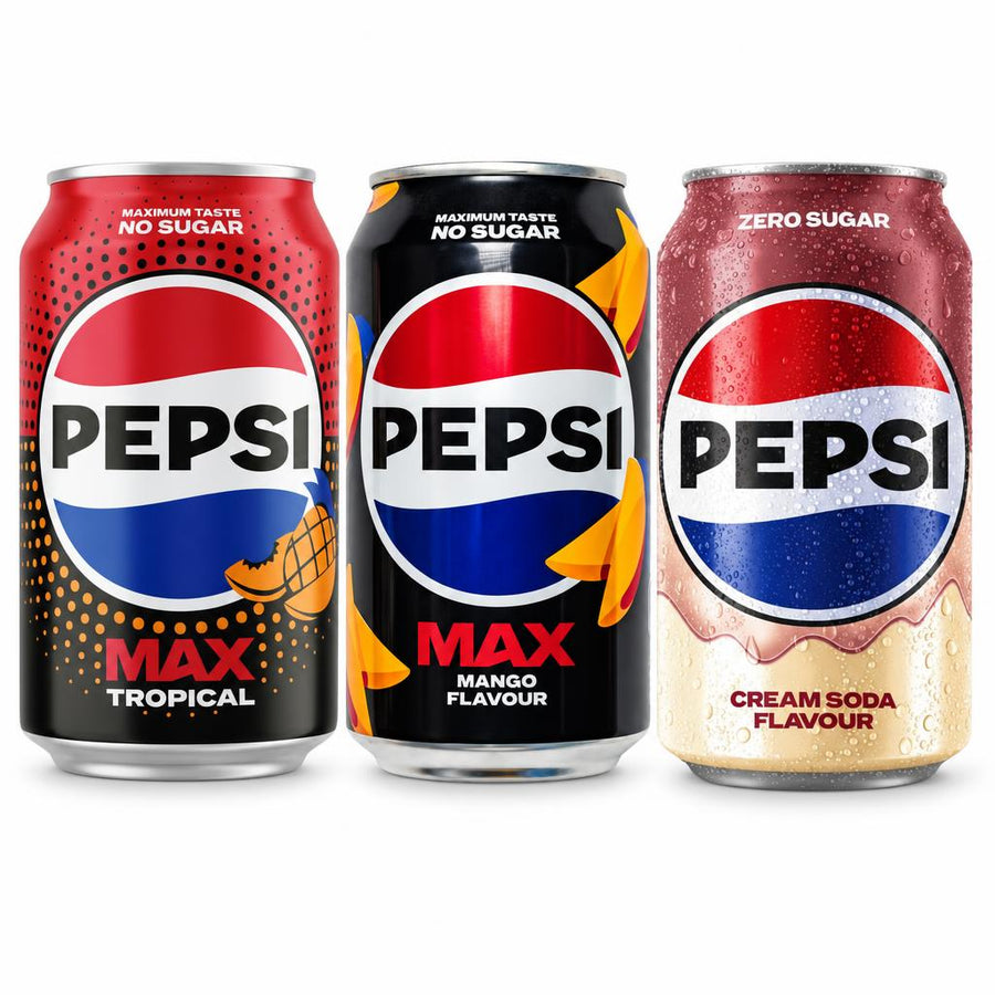 Pepsi Kit, 3 bebidas gaseosas con sabor a fruta tropical, mango y cola y vainilla