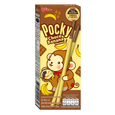 Confezione da 25g di biscotti al cioccolato ricoperti di crema alla banana Pocky Choco Banana