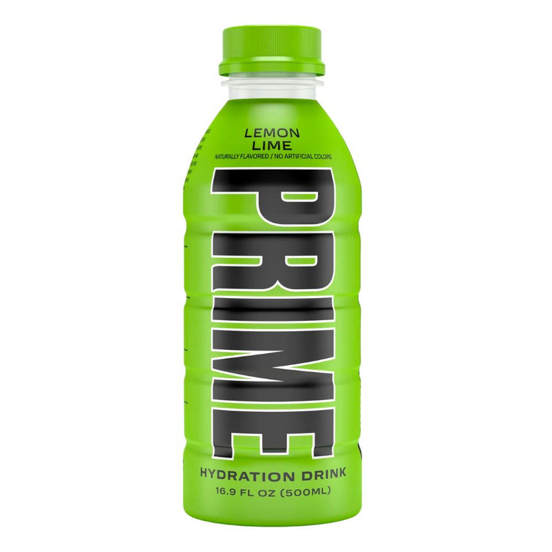 Confezione da 500ml di energy drink di Logan Paul Prime Lemon Lime