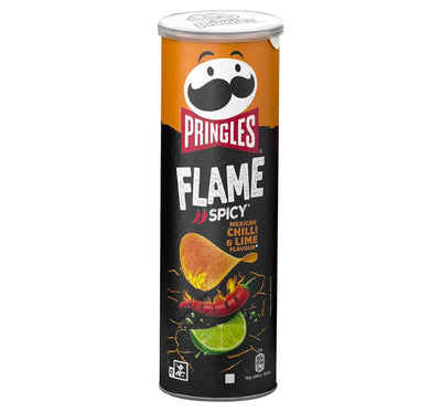 Confezione da 160g da 160g di patatine piccanti al lime Pringles Flame Mexican Chilli & Lime