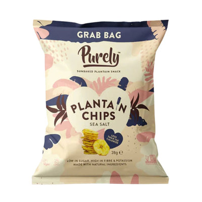 Confezione da 28g di chips di platano al sale marino Purely Sea Salt