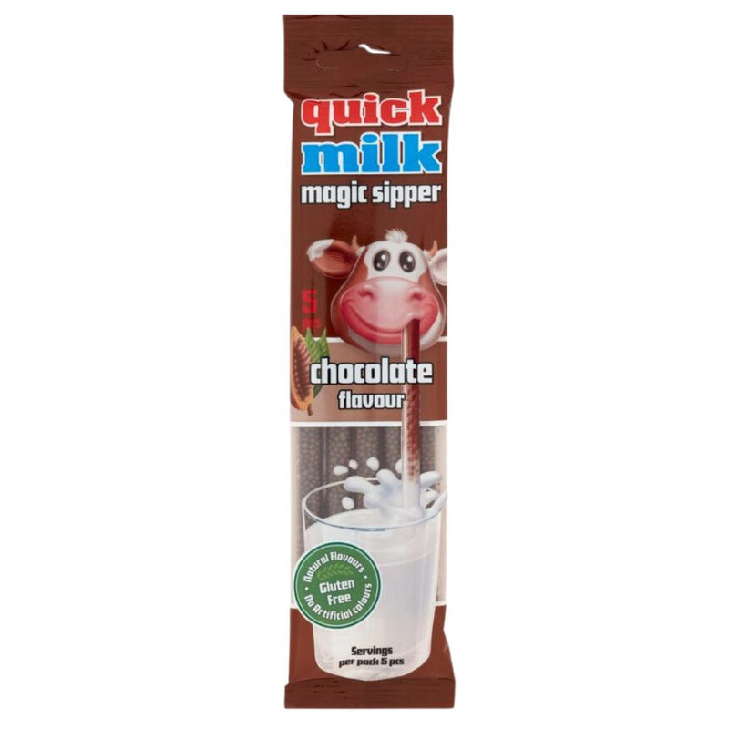 Confezione da 30g di cannucce con caramelle al cioccolato Quick Milk Magic Chocolate