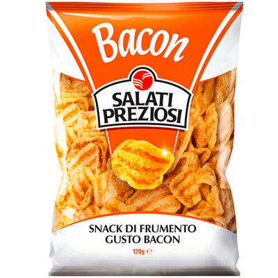 Confezione da 120g di snack di frumento al bacon Salati Preziosi
