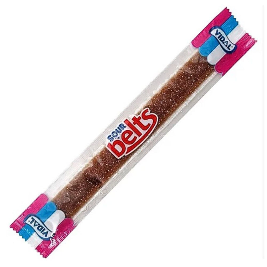 Confezione da 9g di caramella alla cola effervescente Vidal Sour Belts