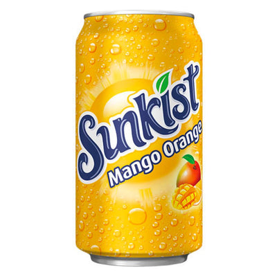 Confezione da 355ml di bevanda al mango Sunkist Mango Orange