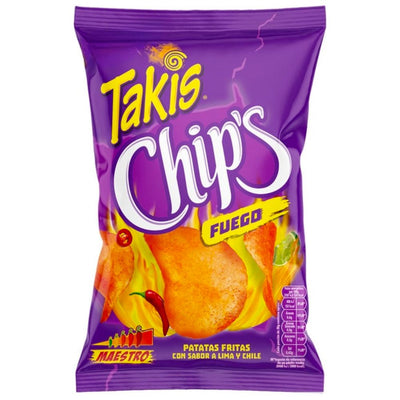 Confezione da 80g di patatine al peperoncino piccante Takis Chips Hot Fuego