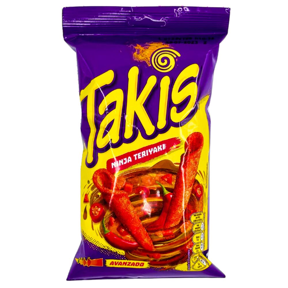 Takis Ninja Teriyaki, rizos de tortillas picantes con sabor a salsa teriyaki de 90g 