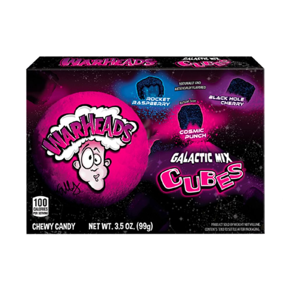 Warheads Galactic Mix Cubes, caramelos ácidos de frutas de 99g 