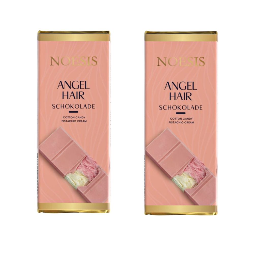 2x Noesis Angel Hair, chocolate Ruby relleno de pismaniye de granada y crema de pistacho de 75g 