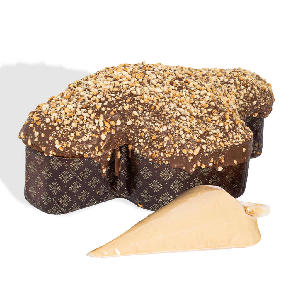 Colomba de Pascua Choco Peanuts por American Uncle, colomba de chocolate y cacahuetes de 800 g con crema de Choco Peanut Butter de 200 g 