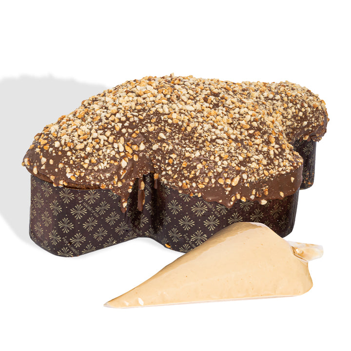 Colomba de Pascua Choco Peanuts por American Uncle, colomba de chocolate y cacahuetes de 800 g con crema de Choco Peanut Butter de 200 g 