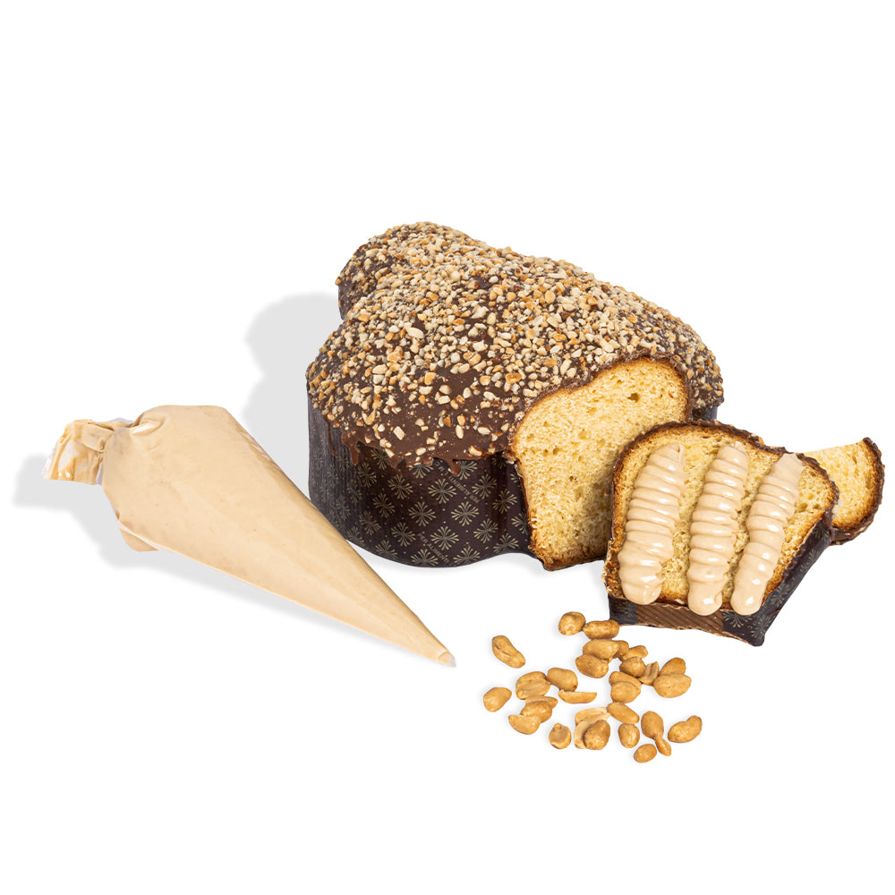 Colomba de Pascua Choco Peanuts por American Uncle, colomba de chocolate y cacahuetes de 800 g con crema de Choco Peanut Butter de 200 g 