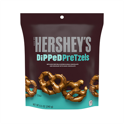 Hershey's Milk Chocolate Dipped Pretzels, pretzel rivestiti di cioccolato al latte e fondente da 120g (4424949792865)