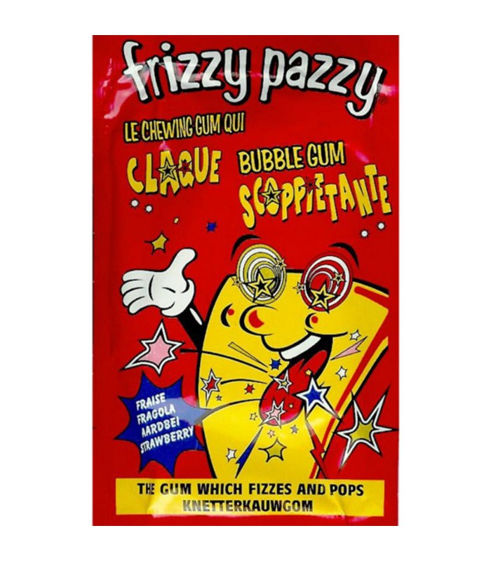 Frizzy Pazzy Bubble Gum, granulado chispeante de chicle de fresa de 7g 