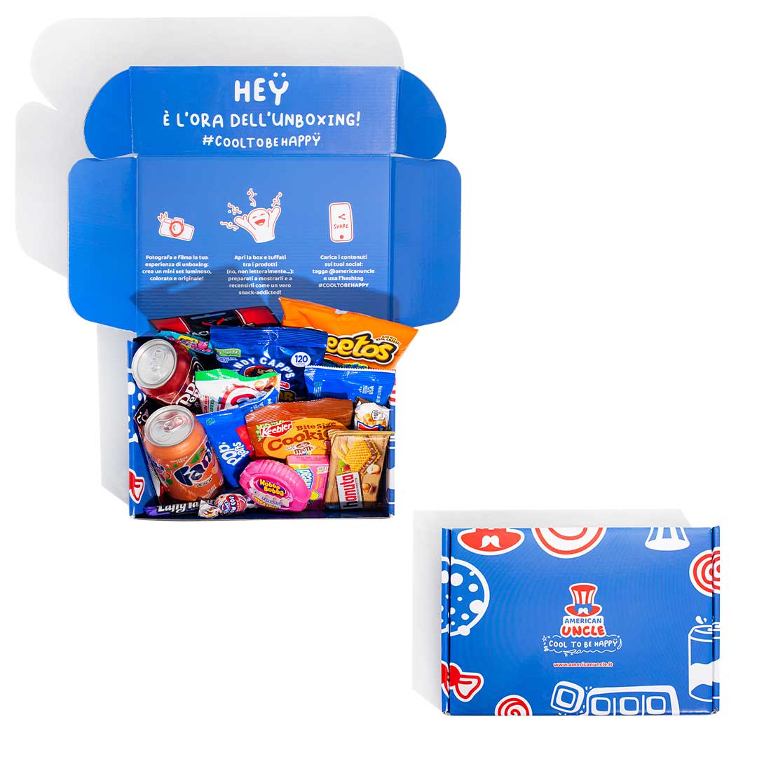 Americanbox de al menos 20 productos: dulce, salado y bebidas 